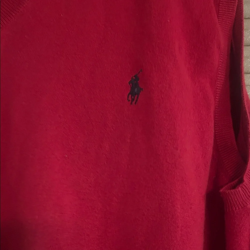 Polo by Ralph Lauren Men's Red V-Neck Sweater Vest